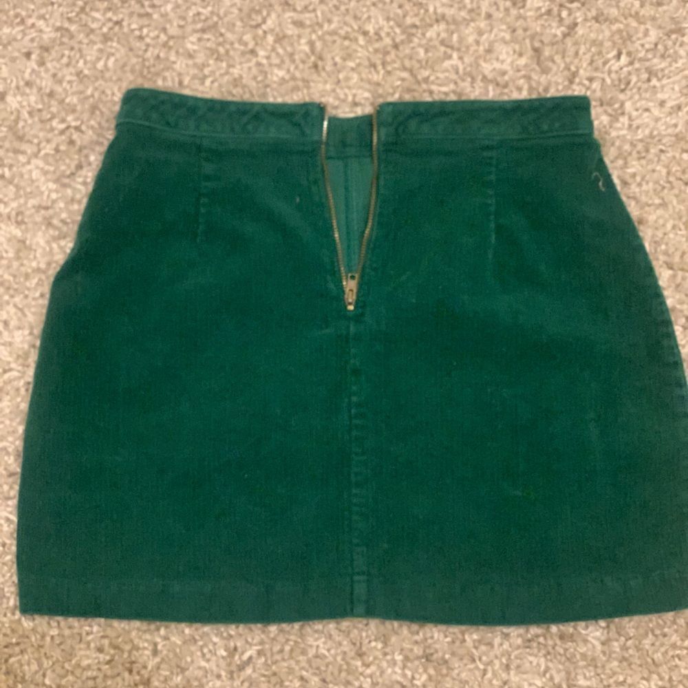 Green corduroy mini skirt